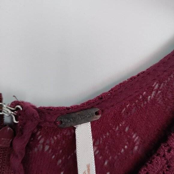 Free People Sleeveless Mesh Lace Crochet Pleated Mini Dress Fit & Flare Women 4 - Picture 5 of 12